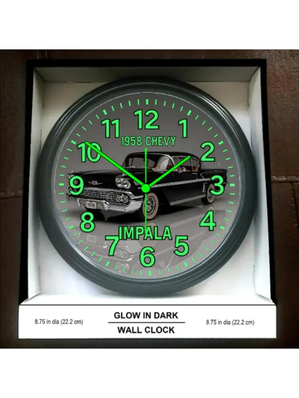 1958 Chevy Chevrolet Impala Glow In The Dark Wall Clock New!